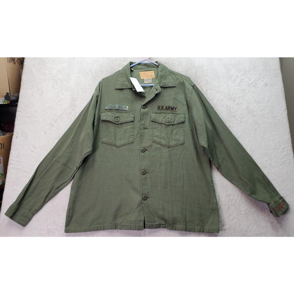 JACHS Us Army Eckland Shacket Men XL Green American Standard Collar Button Front - Picture 1 of 8